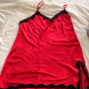 Victoria's Secret Red Chemise with Black Lace